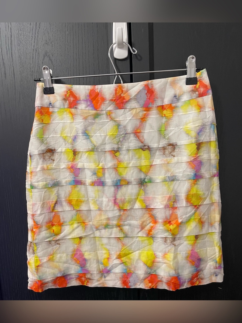 NWT Ann Taylor 2P Silk Cotton Pleated Skirt Abstract Watercolor Floral Petite